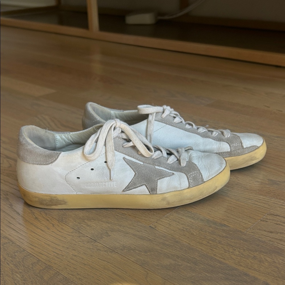 Golden Goose White and Gray Archive Sneakers